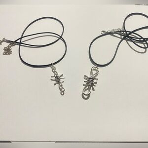 Silver barbed wire choker necklace (PAIR) couple besties